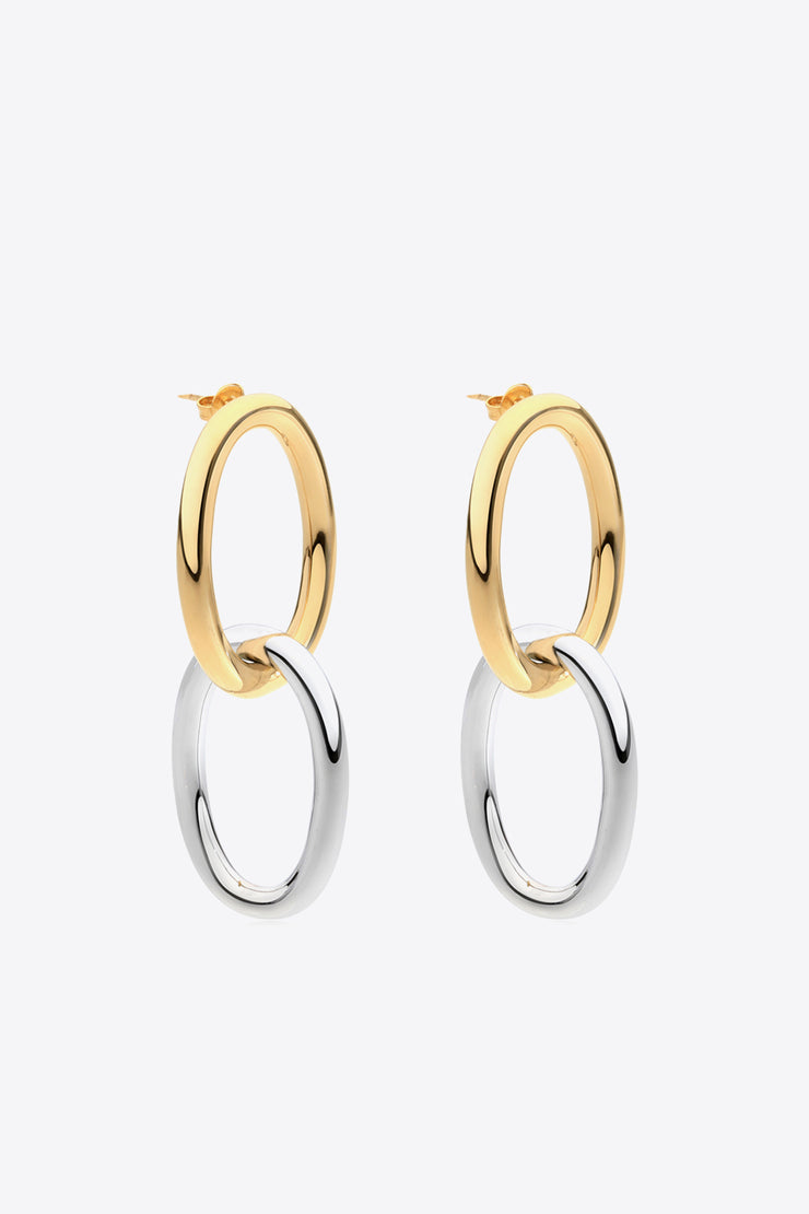 Two-Tone Double Hoop Earrings - Ruby's Fashion