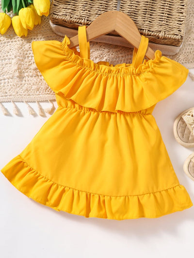 Baby Girl Frill Trim Ruffle Hem Dress - Ruby's Fashion