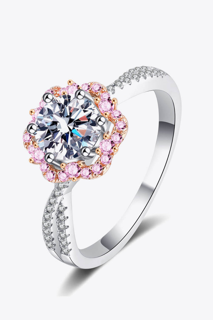 1 Carat Moissanite Flower-Shaped Crisscross Ring - Ruby's Fashion