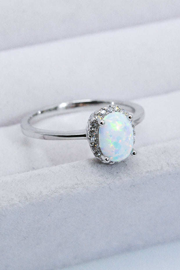 925 Sterling Silver 4-Prong Opal Ring - Ruby's Fashion