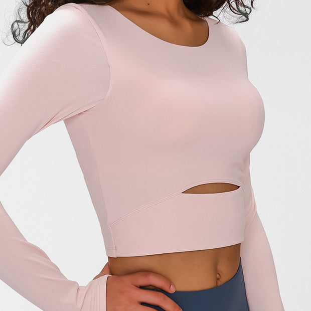 Long Sleeve Cropped Top With Sports Strap - Ruby's Fashion