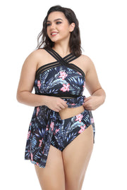 Plus Size Handkerchief-Hem Swim Dress and Bottoms Set - Ruby's Fashion