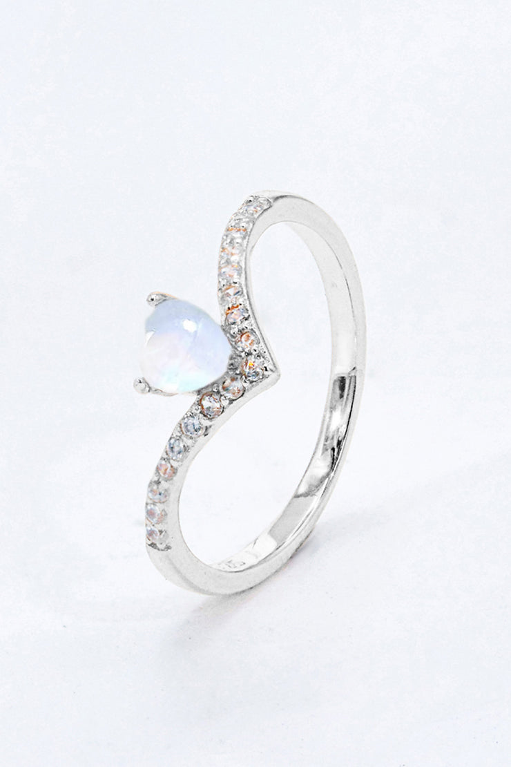 Moonstone Heart-Shaped Ring - Ruby's Fashion