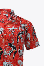 Printed Button-Up Beach Shirt