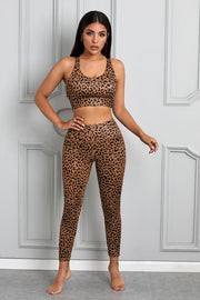 Printed Sports Bra and Leggings Set - Ruby's Fashion