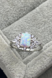 925 Sterling Silver Zircon and Opal Ring - Ruby's Fashion