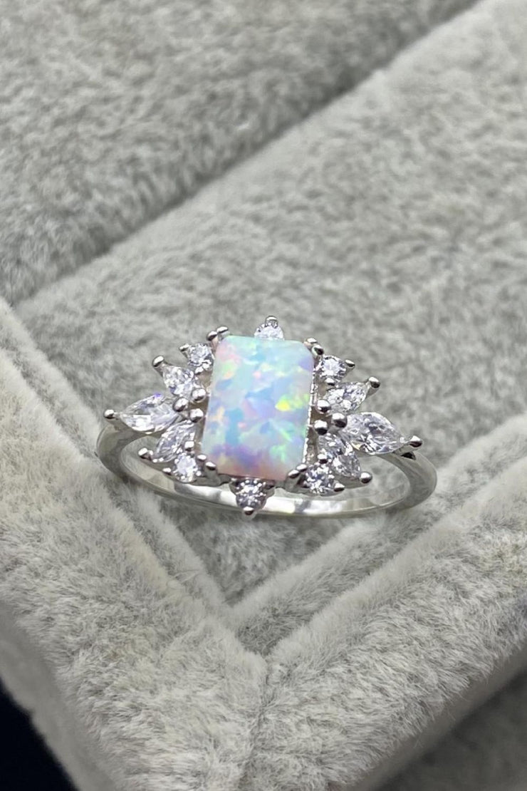 925 Sterling Silver Zircon and Opal Ring - Ruby's Fashion