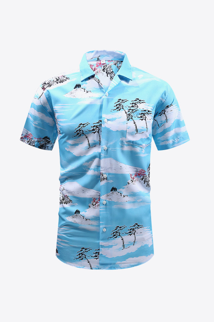 Printed Button-Up Beach Shirt