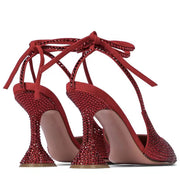 Women's Rhinestone High Heel Strap Bow Sandals - Ruby's Fashion