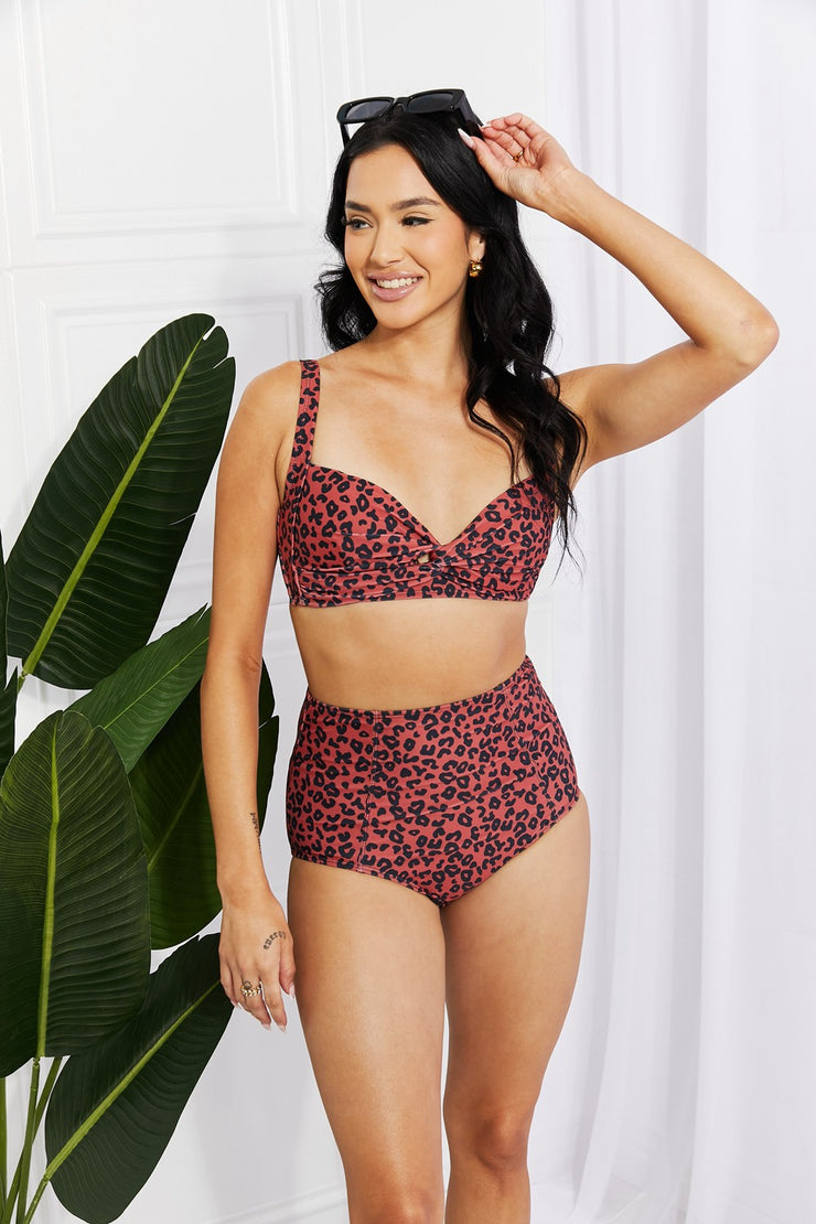 Marina West Swim Take A Dip Twist High-Rise Bikini in Ochre - Ruby's Fashion