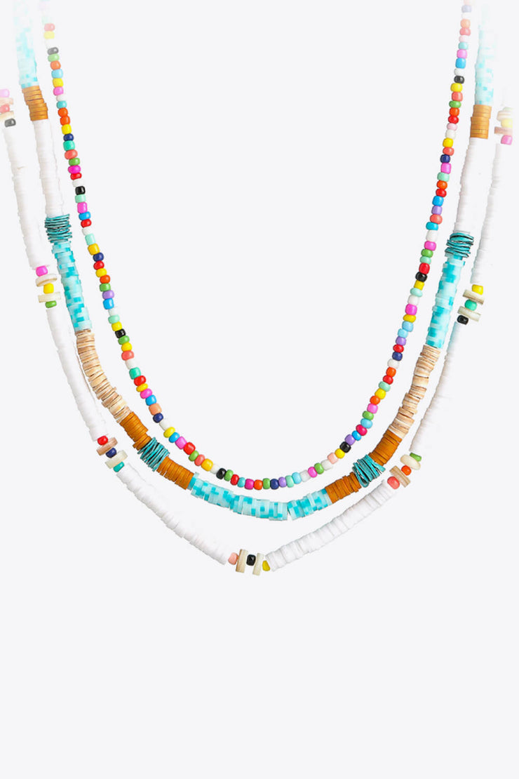 Multicolored Bead Necklace Three-Piece Set - Ruby's Fashion