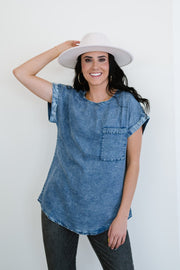 Doe & Rae Take Me There Denim Top - Ruby's Fashion