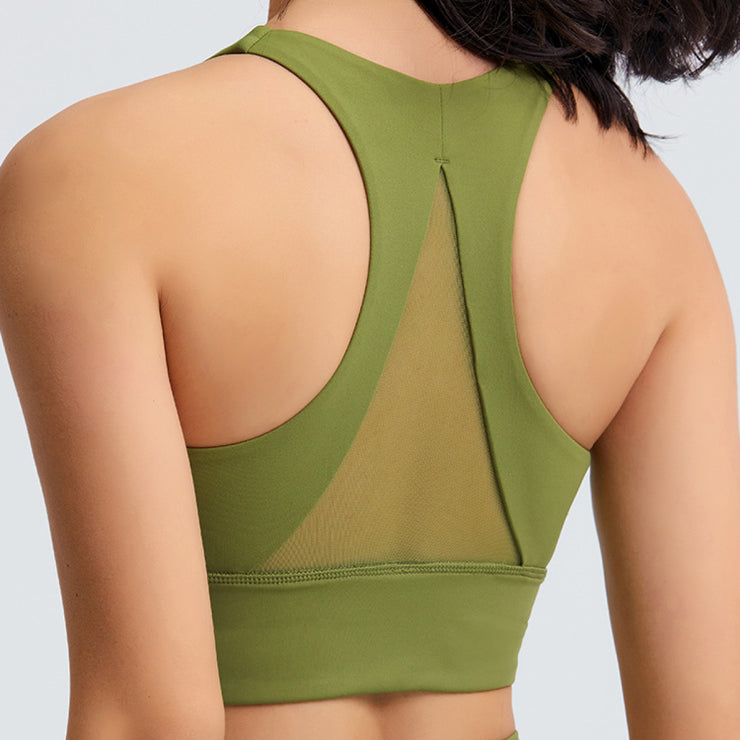 Triangle Mesh Back Sports Bra - Ruby's Fashion