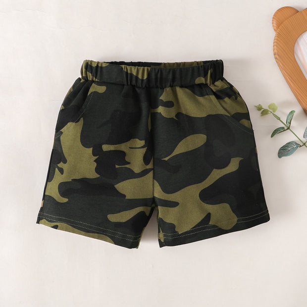 MAMA'S BOY Graphic T-Shirt and Camouflage Shorts Set - Ruby's Fashion