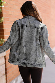 Acid Wash Distressed Denim Jacket - Ruby's Fashion