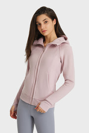 Zip Up Seam Detail Hooded Sports Jacket - Ruby's Fashion