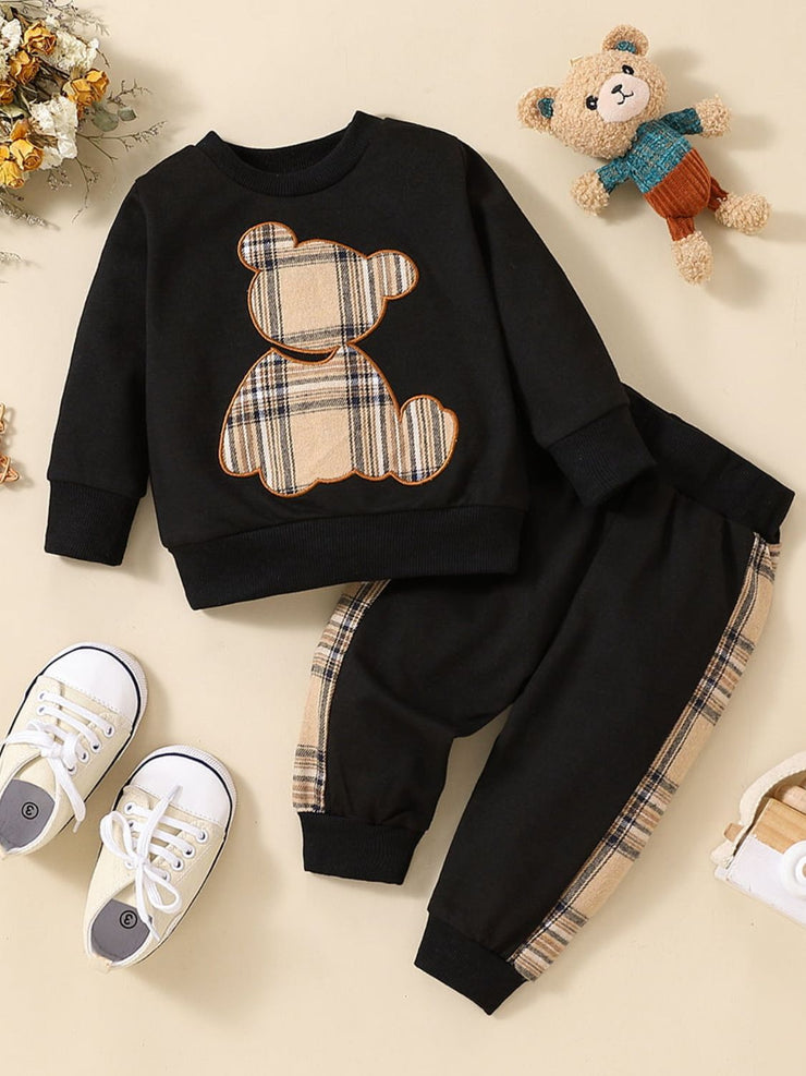 Baby Bear Graphic Sweatshirt and Joggers Set - Ruby's Fashion