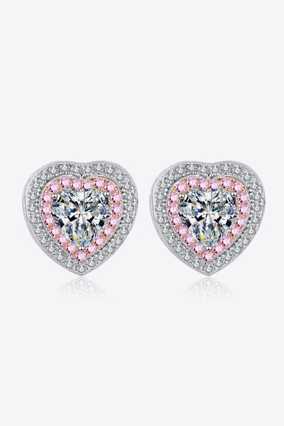 Moissanite Heart-Shaped Stud Earrings - Ruby's Fashion