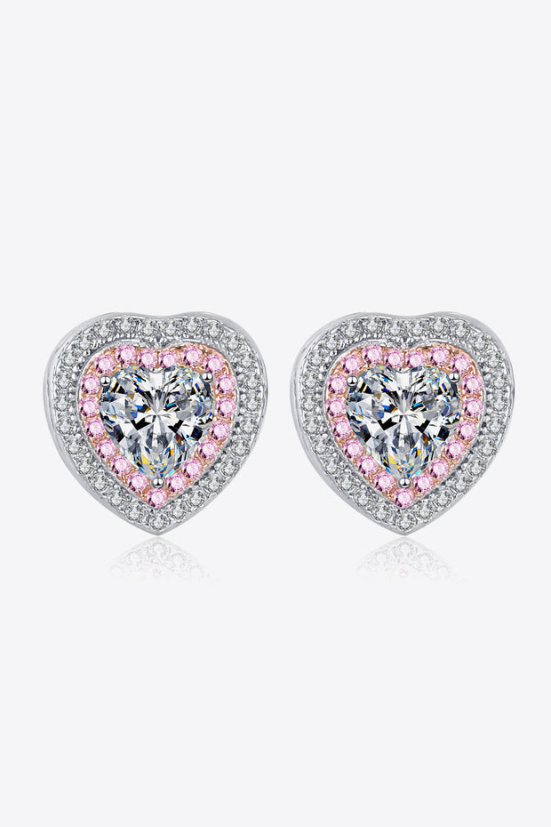 Moissanite Heart-Shaped Stud Earrings - Ruby's Fashion