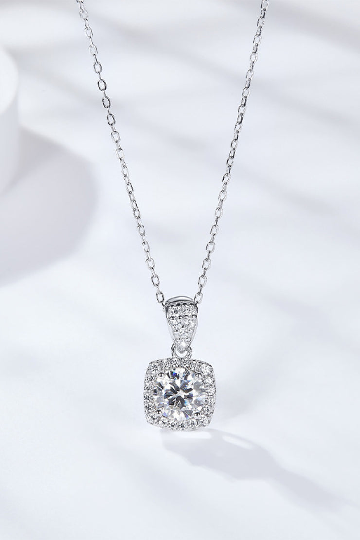 1 Carat Moissanite Square Pendant Necklace - Ruby's Fashion