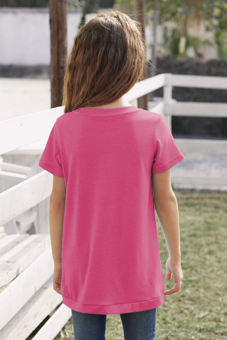 Girls Buttoned Tulip Hem T-Shirt - Ruby's Fashion