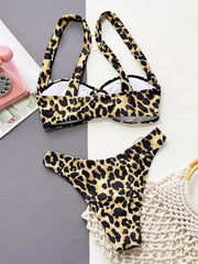 Leopard Ring Detail Bikini Set - Ruby's Fashion