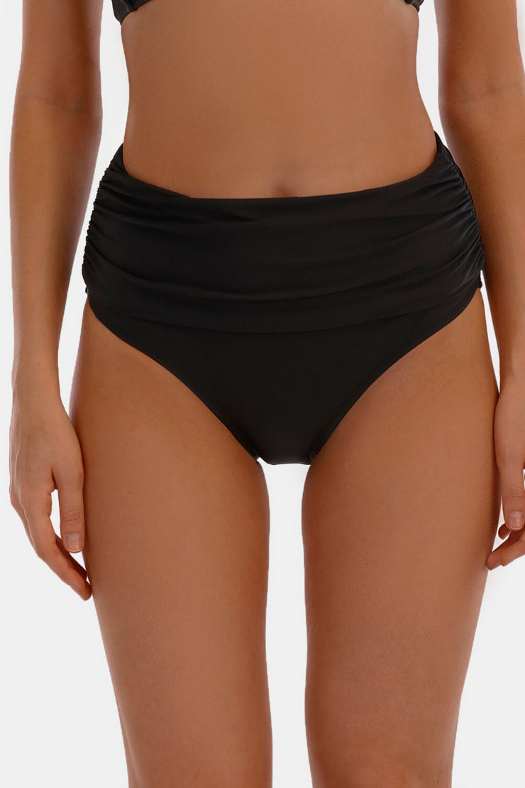 High Waist Ruched Swim Bottoms - Ruby's Fashion