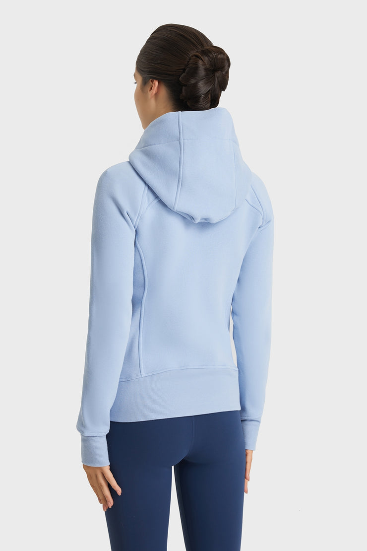 Zip Up Seam Detail Hooded Sports Jacket - Ruby's Fashion