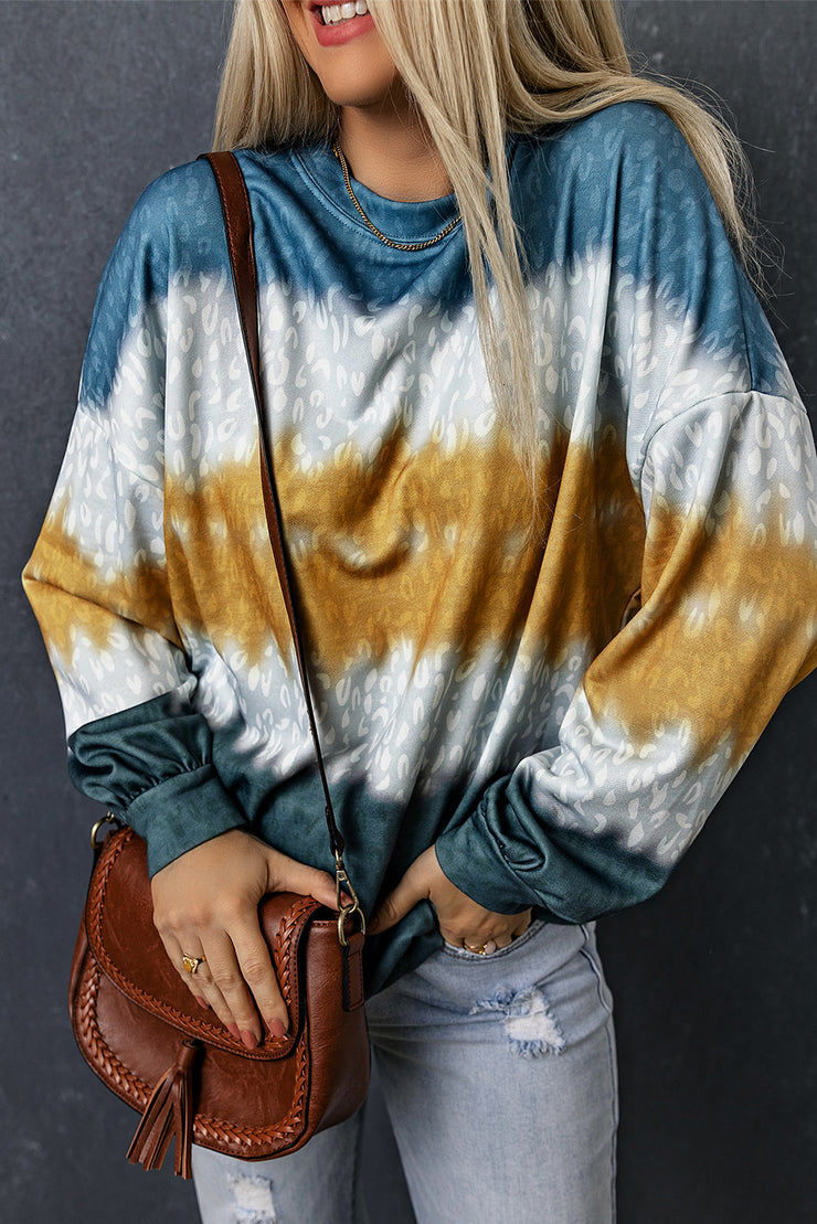 Leopard Tie-Dye Dropped Shoulder Sweatshirt