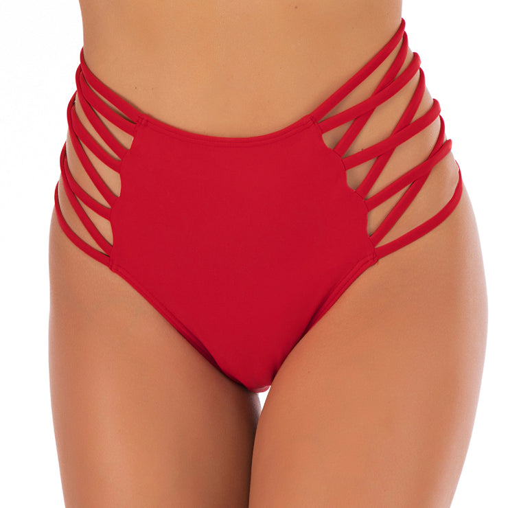 Crisscross Strap High Waist Swim Bottoms - Ruby's Fashion