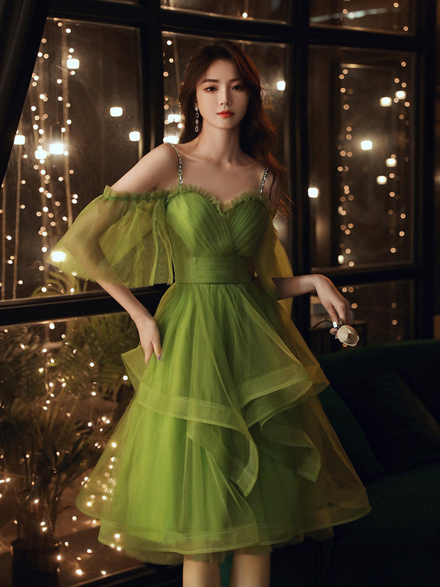 Womens New Green Texture Temperament Bridesmaid Dress - Ruby's Fashion