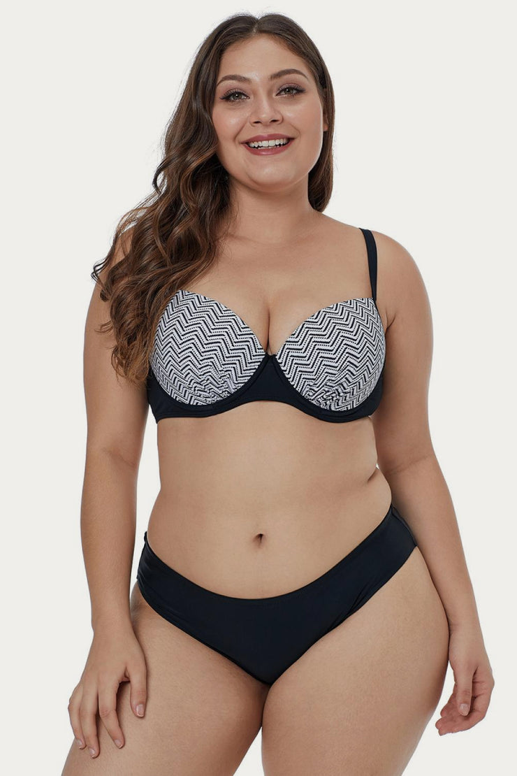 Waves Print Plus Size Bikini Set - Ruby's Fashion