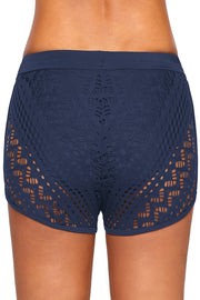 Lace Overlay Drawstring Swim Short - Ruby's Fashion