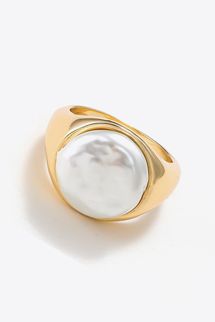 Pearl 18K Gold-Plated Alloy Ring - Ruby's Fashion