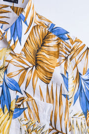 Tropical Pattern Button-Up Collared Beach Shirt