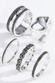 Zinc Alloy Five-Piece Ring Set - Ruby's Fashion