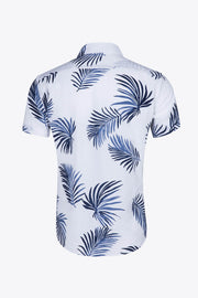 Tropical Pattern Button-Up Collared Beach Shirt