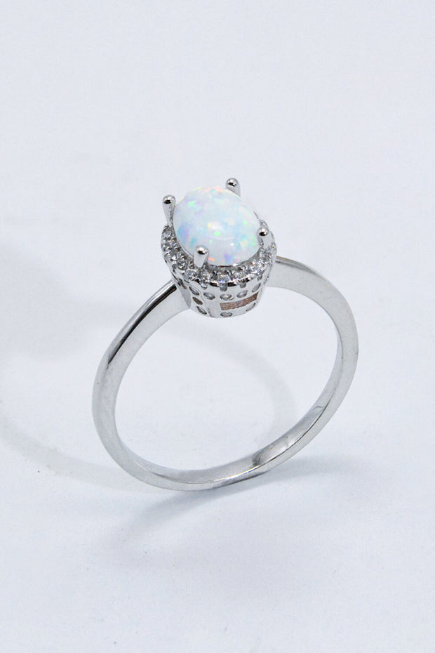 925 Sterling Silver 4-Prong Opal Ring - Ruby's Fashion