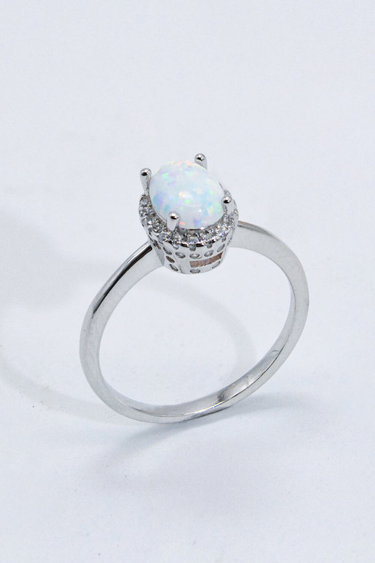 925 Sterling Silver 4-Prong Opal Ring - Ruby's Fashion