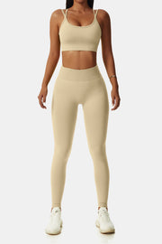 Double-Strap Sports Bra and Leggings Set - Ruby's Fashion