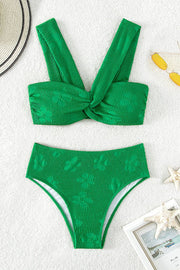 Textured Twisted Detail Bikini Set - Ruby's Fashion