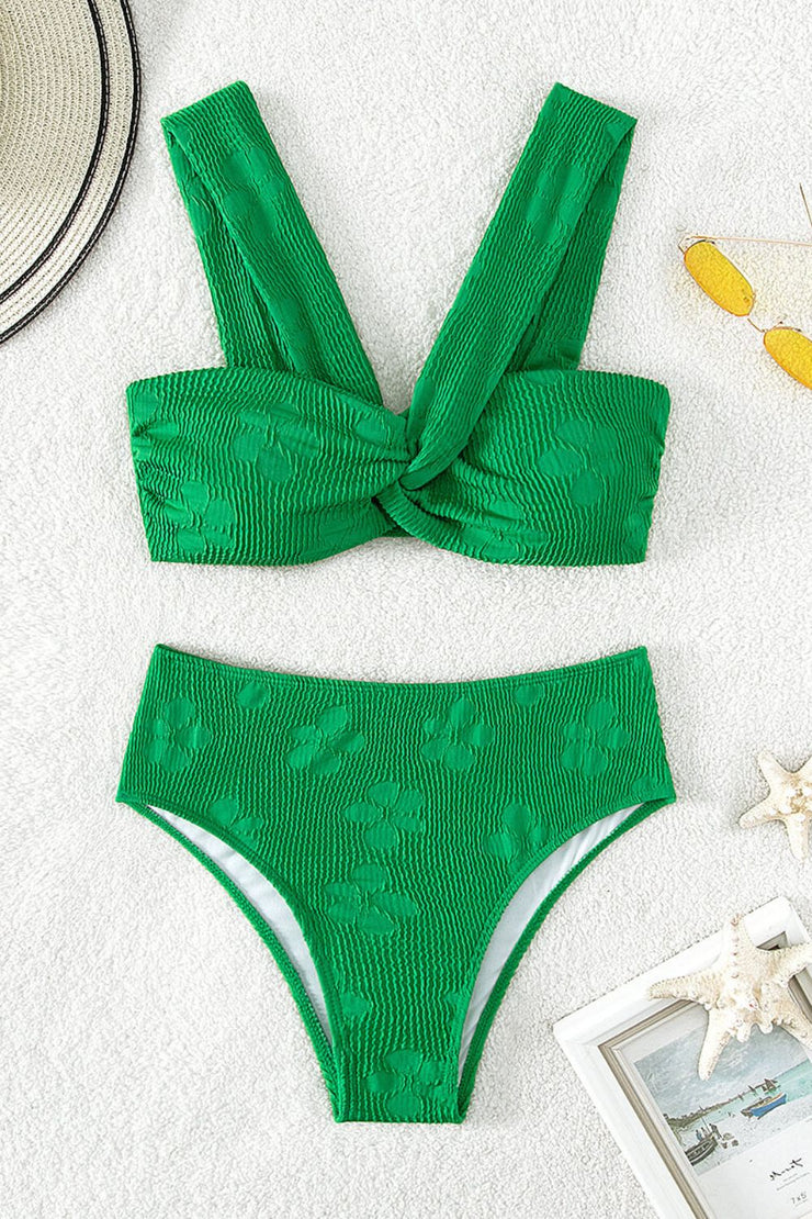 Textured Twisted Detail Bikini Set - Ruby's Fashion