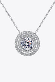 Moissanite Round Pendant Rhodium-Plated Necklace - Ruby's Fashion