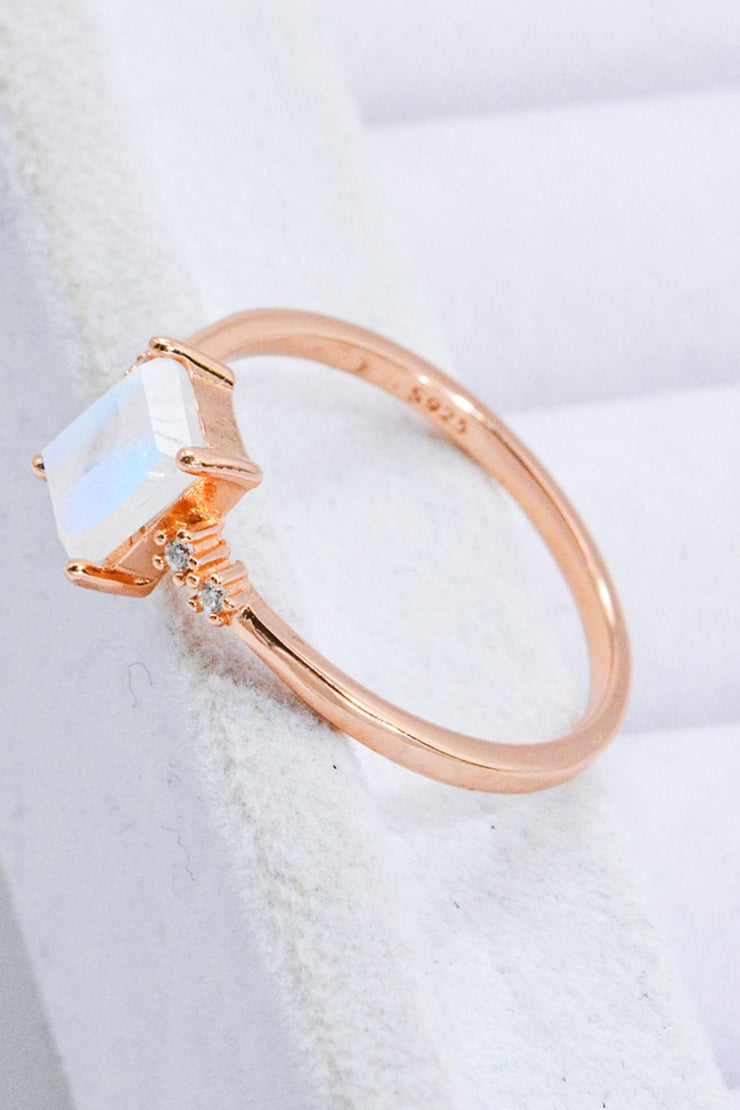 Rectangle Natural Moonstone Ring - Ruby's Fashion