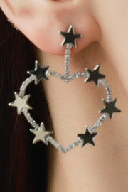 Star Zircon Heart-Shaped Earrings - Ruby's Fashion