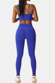 Double-Strap Sports Bra and Leggings Set - Ruby's Fashion