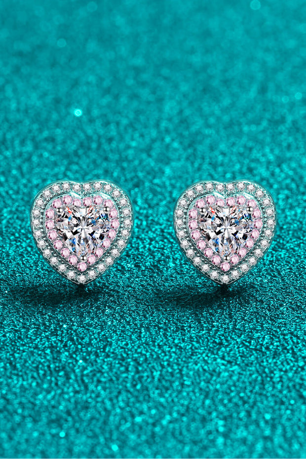 Moissanite Heart-Shaped Stud Earrings - Ruby's Fashion