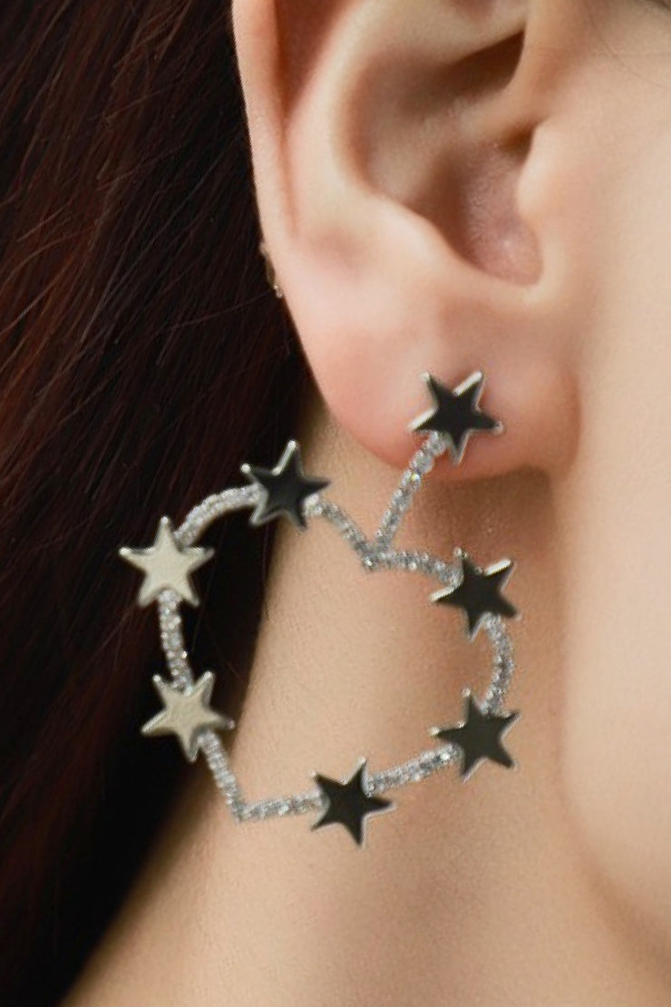 Star Zircon Heart-Shaped Earrings - Ruby's Fashion