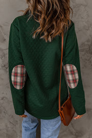 Plaid Snap Down Sweatshirt - Ruby's Fashion