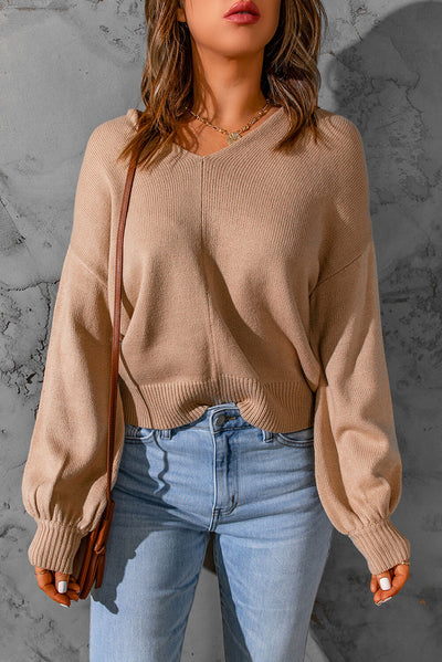 Dropped Shoulder Twisted Cutout Sweater - Ruby's Fashion